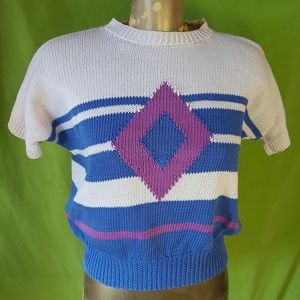 Vintage 80’s Cap Sleeve Summer Sweater Knit Shirt